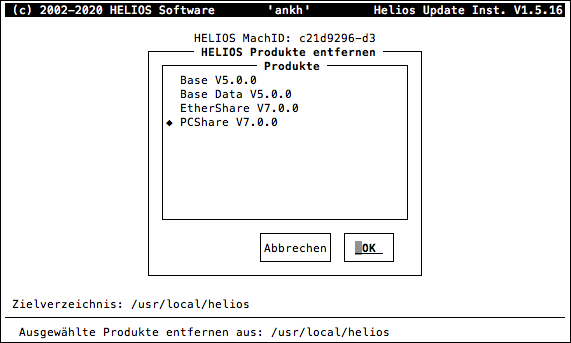 HELIOS Installer – HELIOS Produkte entfernen