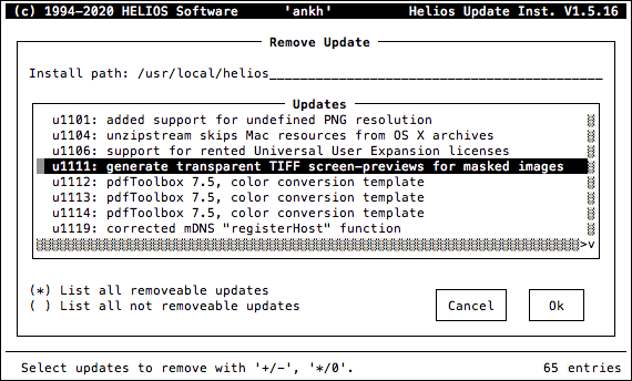 HELIOS Update Installer – Remove Update