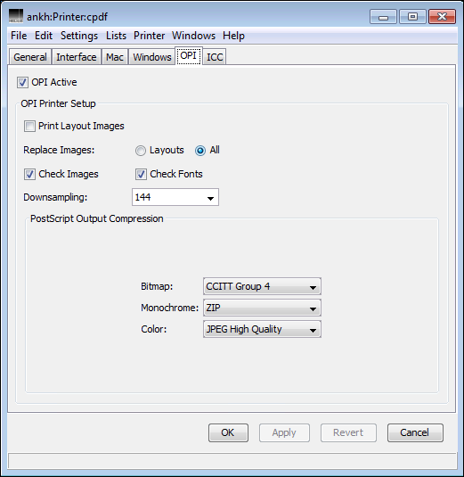 Defining OPI settings for a printer queue