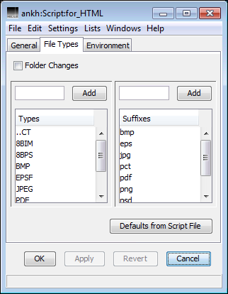 HELIOS Admin “Script” window – <code>File Types</code> tab